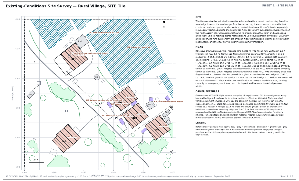 Existing-conditions site survey, sheet 1 site plan
